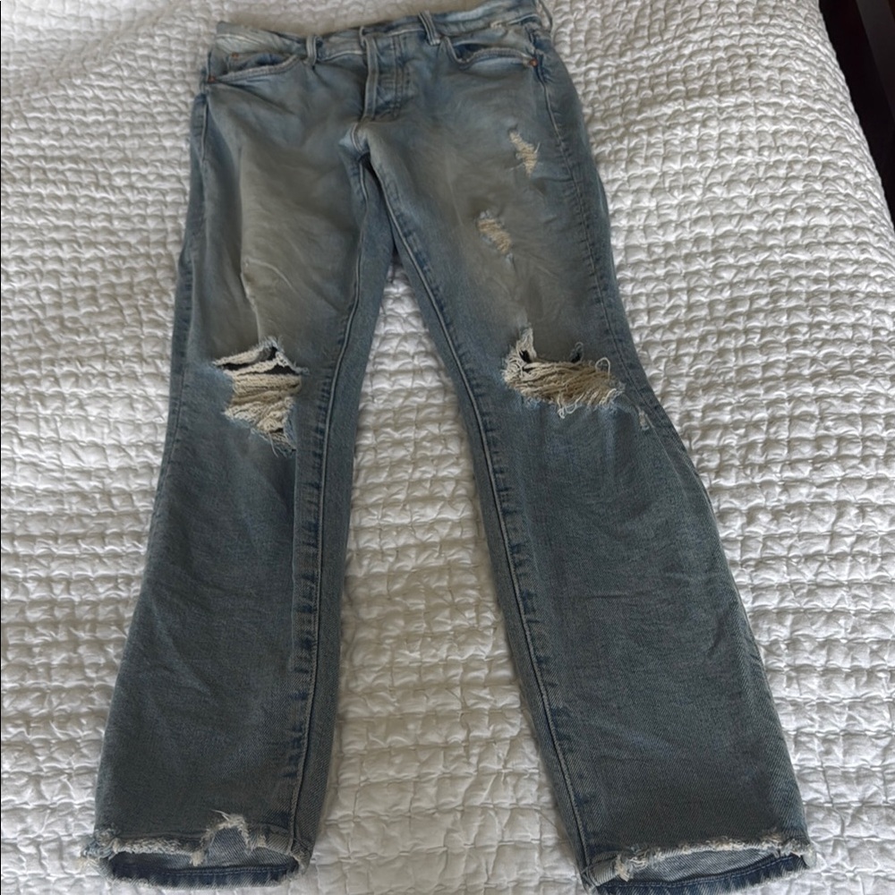 MOTHER Stunner Distressed Blue Jeans